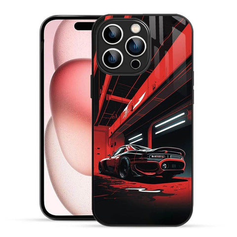 Bornstud Premium 2D Glass Printed Car iPhone 15 Pro Max Back Cover – Sleek & Sturdy - Bornstud