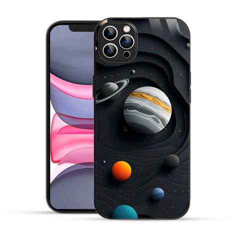 Bornstud Galaxy Solar collage Black Printed Case for iPhone 12 Pro