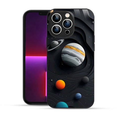 Bornstud Galaxy Solar collage Black Printed Case for iPhone 13 Pro