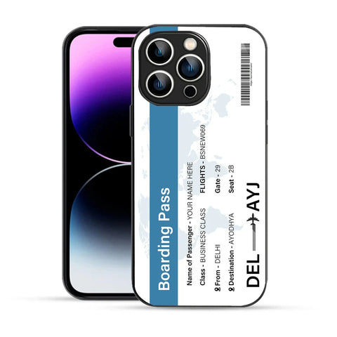 Bornstud Personalised my Boarding Pass Printed Case for iPhone 14 Pro Dirty Blue