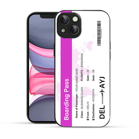 Bornstud Personalised my Boarding Pass Printed Case for iPhone 14 Pinkish Purple