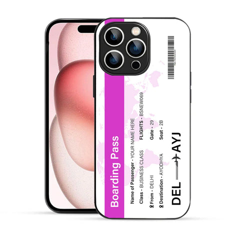 Bornstud Personalised my Boarding Pass Printed Case for iPhone 15 Pro Pinkish Purple