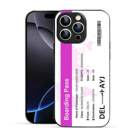 Bornstud Personalised my Boarding Pass Printed Case for iPhone 16 Pro Pinkish Purple