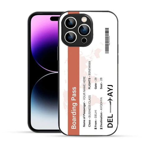 Bornstud Personalised my Boarding Pass Printed Case for iPhone 14 Pro Orange Salmon