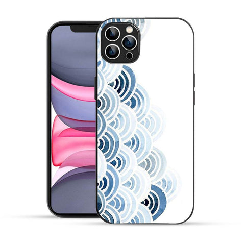 Bornstud Blue and White Pattern with Waves Mobile Cover for iPhone 12 Pro – Vibrant Elegance with Premium Protection - Bornstud