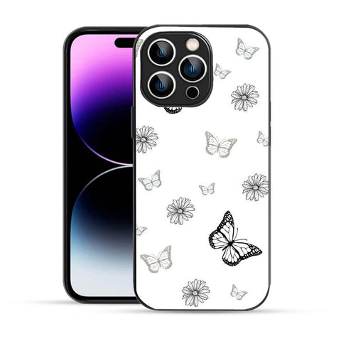 Bornstud Pattern with Doodle Butterflies  Mobile Cover for iPhone 14 Pro – Vibrant Elegance with Premium Protection - Bornstud