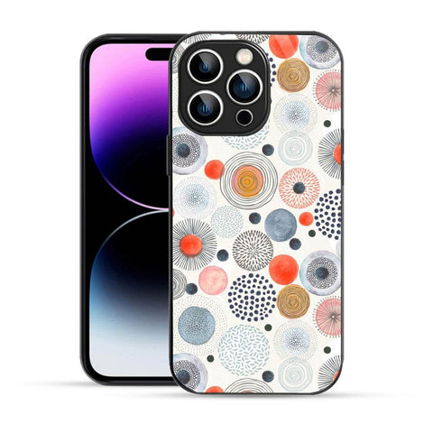 Bornstud Multicolor Circles Doodle  Mobile Cover for iPhone 14 Pro – Vibrant Elegance with Premium Protection - Bornstud