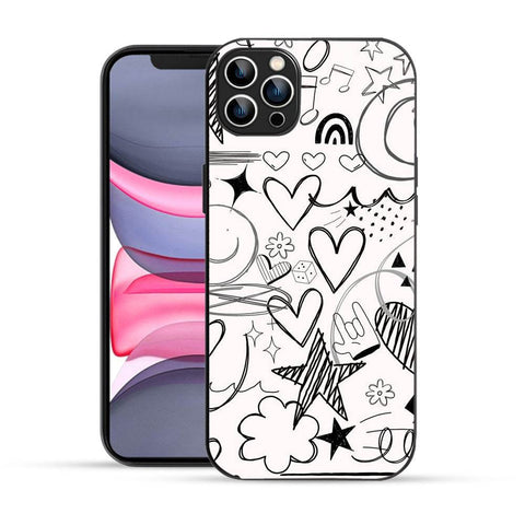 Bornstud Hand Drawn Heart Doodle Mobile Cover for iPhone 12 Pro – Vibrant Elegance with Premium Protection - Bornstud