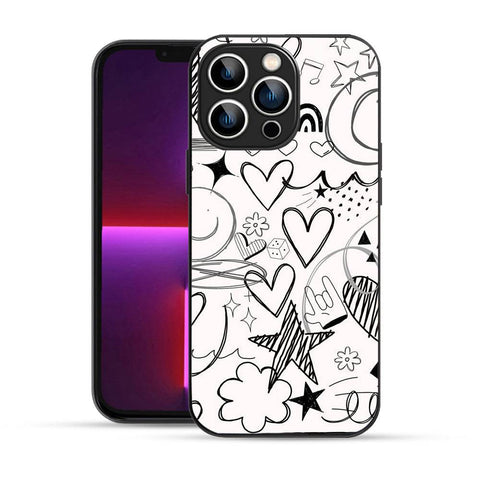 Bornstud Hand Drawn Heart Doodle Mobile Cover for iPhone 13 Pro – Vibrant Elegance with Premium Protection - Bornstud