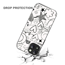 Bornstud Hand Drawn Heart Doodle Mobile Cover for iPhone 14 – Vibrant Elegance with Premium Protection - Bornstud