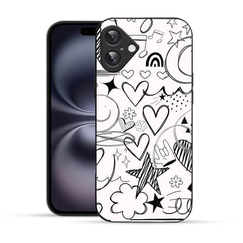 Bornstud Hand Drawn Heart Doodle Mobile Cover for iPhone 16 Plus – Vibrant Elegance with Premium Protection - Bornstud