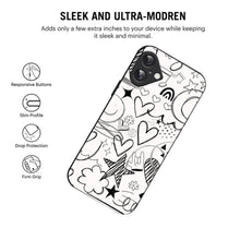 Bornstud Hand Drawn Heart Doodle Mobile Cover for iPhone 16 – Vibrant Elegance with Premium Protection - Bornstud