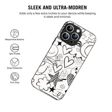 Bornstud Hand Drawn Heart Doodle Mobile Cover for iPhone 16 Pro – Vibrant Elegance with Premium Protection - Bornstud