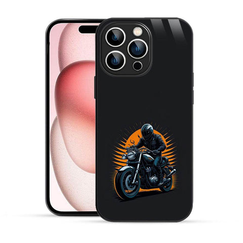 Bornstud Classic Motorcycle Rider Sunset  Mobile Cover for iPhone 15 Pro – Vibrant Elegance with Premium Protection - Bornstud