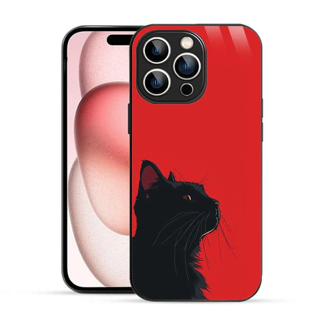 Bornstud Red Black Cat Printed Case for iPhone 15 Pro
