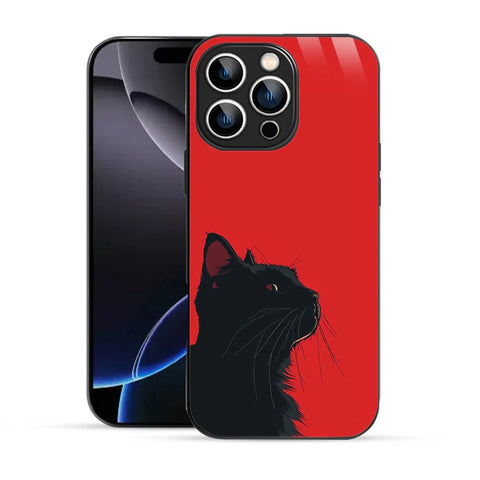 Bornstud Red Black Cat Printed Case for iPhone 16 Pro Max