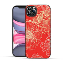 Bornstud Bold Floral Printed Case for iPhone 12 Pro Red & Golden