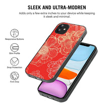 Bornstud Bold Floral Printed Case for iPhone 11 Red & Golden