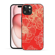 Bornstud Bold Floral Printed Case for iPhone 15 Red & Golden