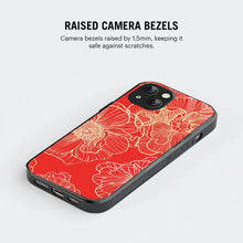 Bornstud Bold Floral Printed Case for iPhone 15 Red & Golden