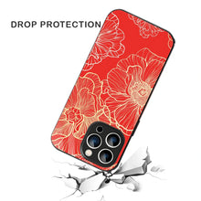 Bornstud Bold Floral Printed Case for iPhone 15 Pro Red & Golden
