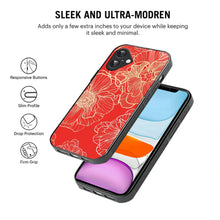 Bornstud Bold Floral Printed Case for iPhone 16 Plus Red & Golden