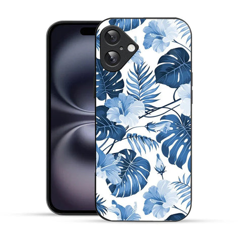Bornstud Tropical Hibiscus Printed Case for iPhone 16 Plus Blue