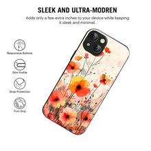 Bornstud Blooming Poppy Floral Printed Case for iPhone 15 orange