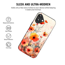 Bornstud Blooming Poppy Floral Printed Case for iPhone 16 orange