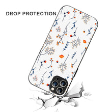 Bornstud Autumn Floral Sketch Printed Case for iPhone 12 Pro Blue & Orange