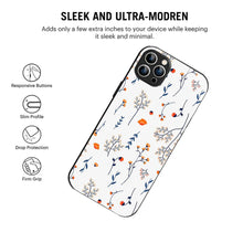 Bornstud Autumn Floral Sketch Printed Case for iPhone 12 Pro Blue & Orange