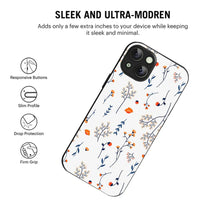 Bornstud Autumn Floral Sketch Printed Case for iPhone 14 Blue & Orange