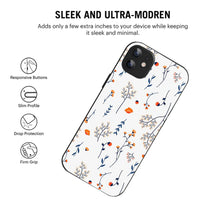 Bornstud Autumn Floral Sketch Printed Case for iPhone 11 Blue & Orange