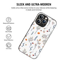 Bornstud Autumn Floral Sketch Printed Case for iPhone 14 Pro Blue & Orange