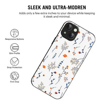 Bornstud Autumn Floral Sketch Printed Case for iPhone 15 Blue & Orange