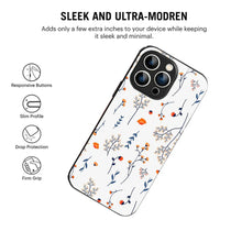 Bornstud Autumn Floral Sketch Printed Case for iPhone 15 Pro Blue & Orange