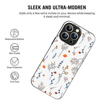 Bornstud Autumn Floral Sketch Printed Case for iPhone 16 Pro Blue & Orange