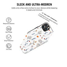 Bornstud Autumn Floral Sketch Printed Case for iPhone 11 Pro Blue & Orange