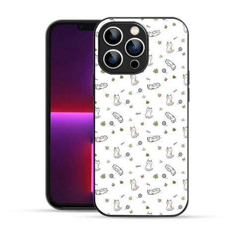 Bornstud Playful Cats Printed Case for iPhone 13 Pro Brown & Green