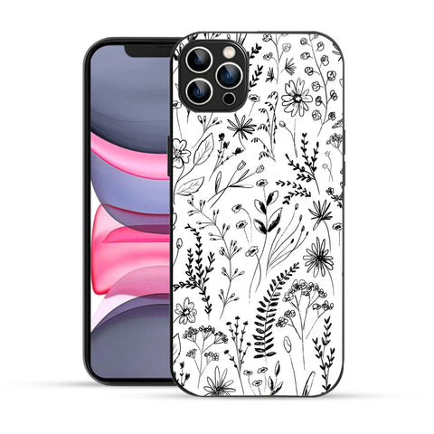 Bornstud Monochrome FloralPrinted Case for iPhone 12 Pro