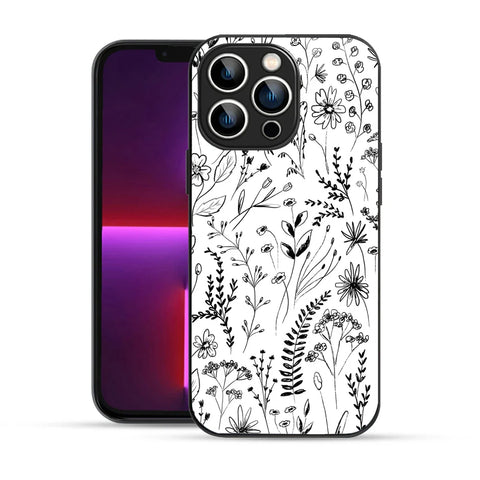 Bornstud Monochrome FloralPrinted Case for iPhone 13 Pro