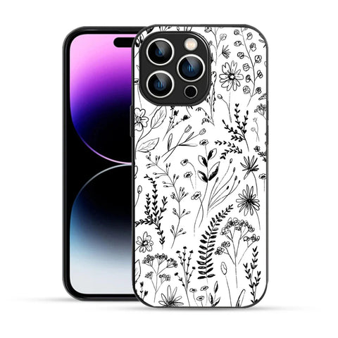 Bornstud Monochrome FloralPrinted Case for iPhone 14 Pro