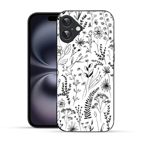 Bornstud Monochrome FloralPrinted Case for iPhone 16