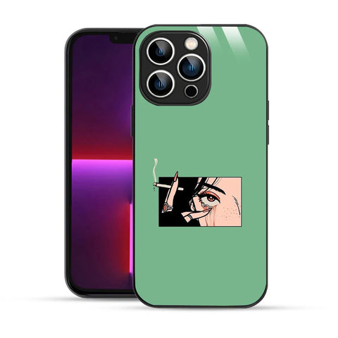 Bornstud Smoking girl Printed Case for iPhone 13 Pro green