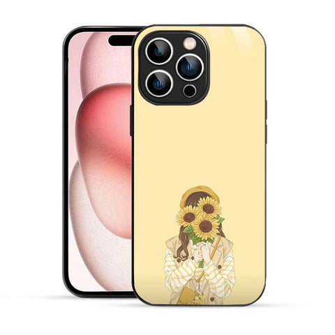 Bornstud Sunflower Girl Printed Case for iPhone 15 Pro white