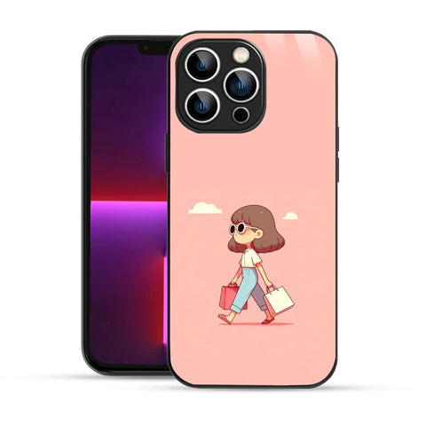 Bornstud Shopping Girl Printed Case for iPhone 13 Pro Pink