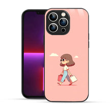 Bornstud Shopping Girl Printed Case for iPhone 13 Pro Pink
