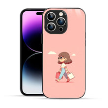Bornstud Shopping Girl Printed Case for iPhone 14 Pro Pink
