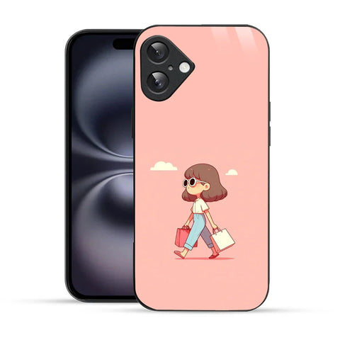 Bornstud Shopping Girl Printed Case for iPhone 16 Plus Pink