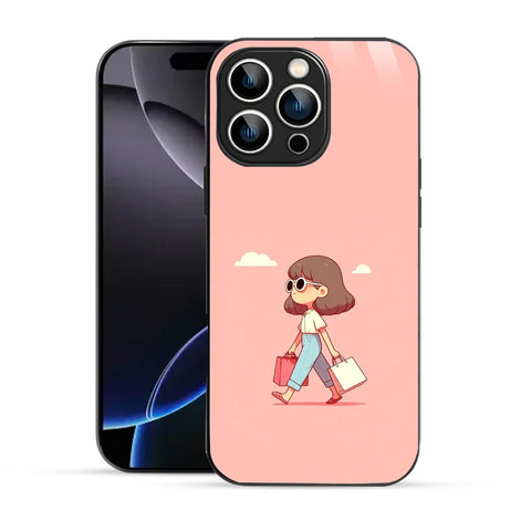 Bornstud Shopping Girl Printed Case for iPhone 16 Pro Max Pink